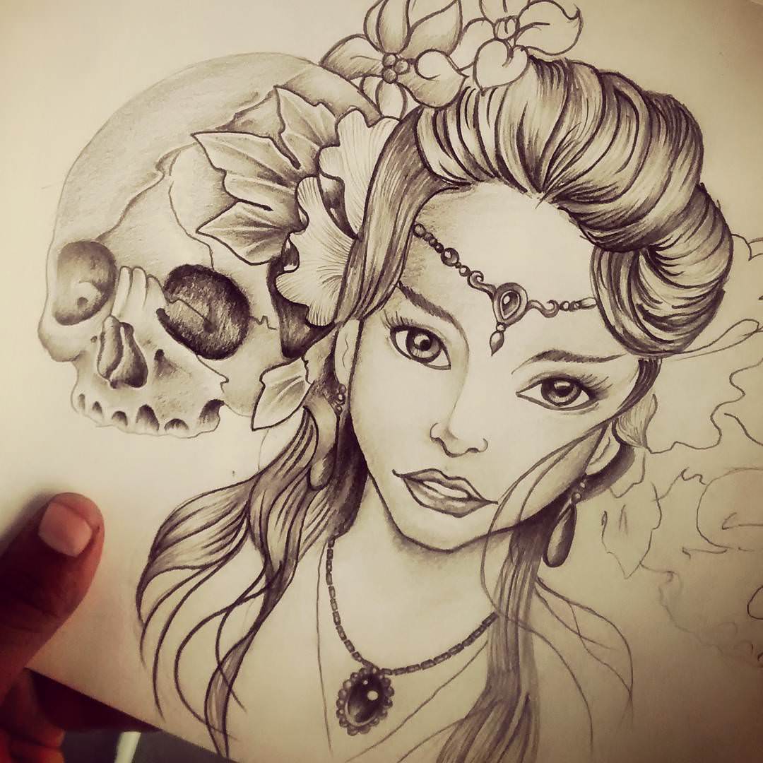 Girl Skull Drawing at GetDrawings | Free download