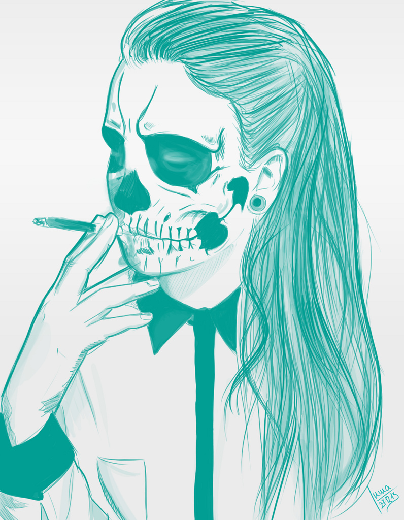 796x1024 Mexican Skull Girl Tattoo Blue Amp White