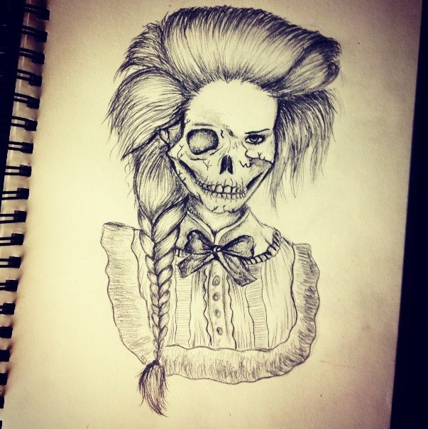 603x604 Skull Girl By Kellyduncan