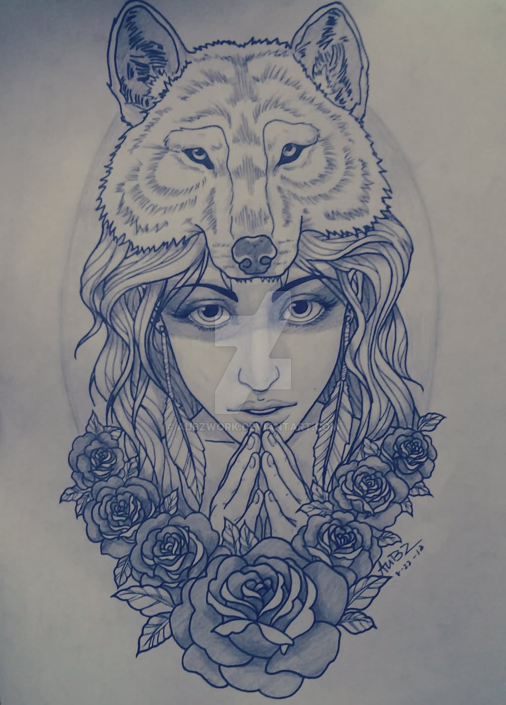 1024x1424 Wolf Girl Tattoo Design By Aubzwork.jpg Tattoo