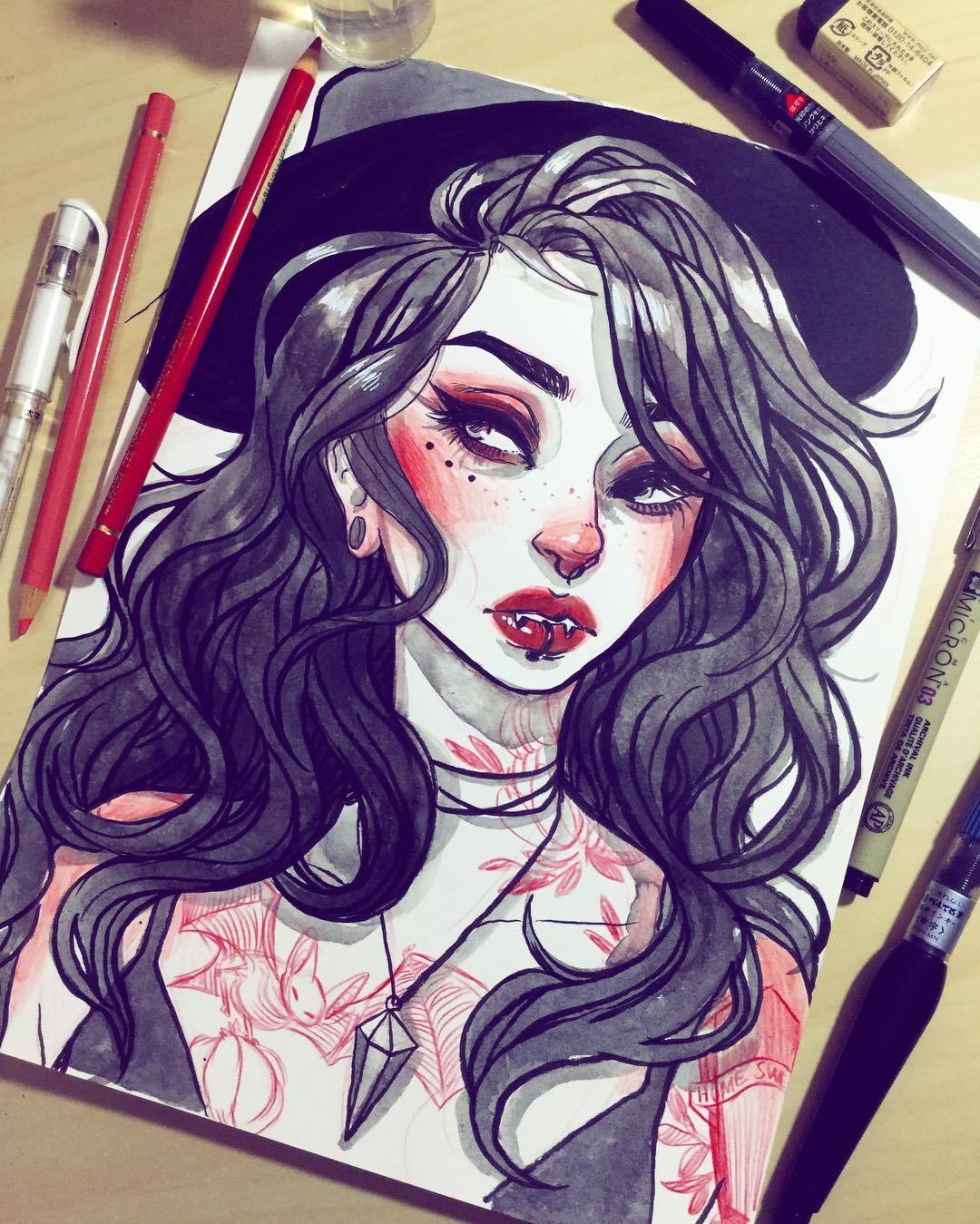 1080x1349 The Art Of Jacquelin Deleon Inktober Day 11 Vampire!! Today