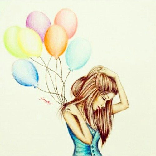 500x500 My Drawing Of A Balloon Girl On We Heart It