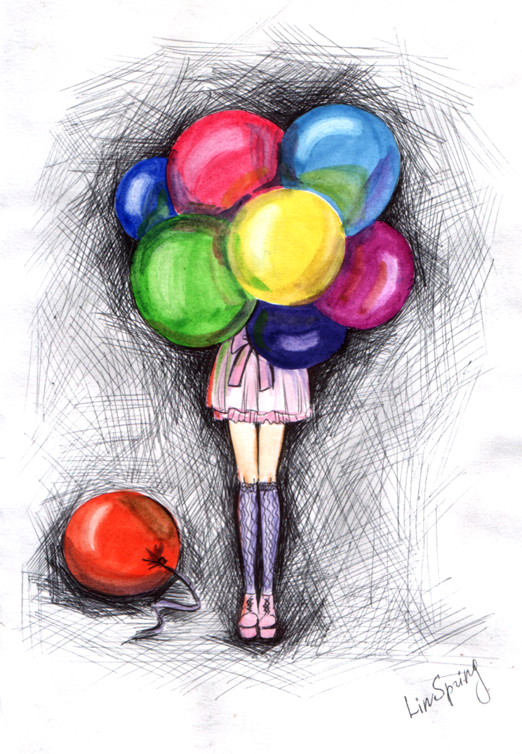 744x1074 Girl With Balloons By Linspring