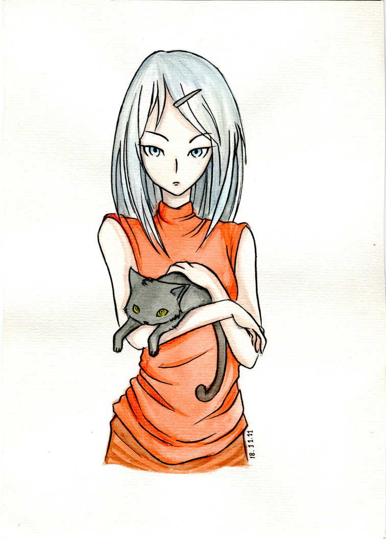 756x1056 Girl Holding Cat By Menstos