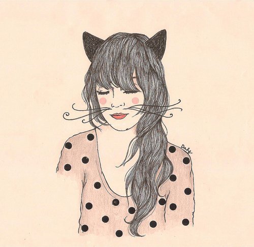 500x486 Book, Cat, Colours, Drawing, Girl
