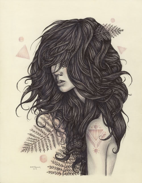 500x643 Cs704migu Curly Hair Girl Drawing