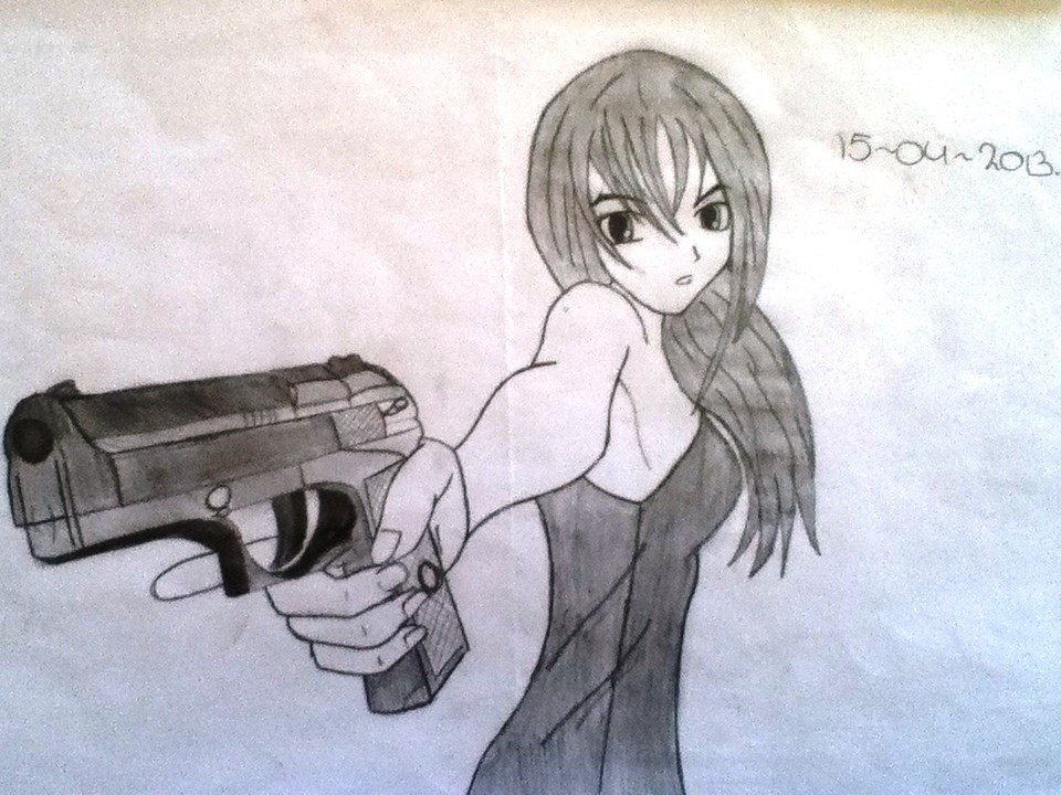 960x720 Anime Girl With Gun By Cemientje