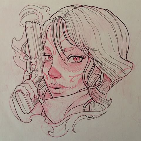 480x480 Image Result For Chicano Girl Gun Art Tatttts Tattoo