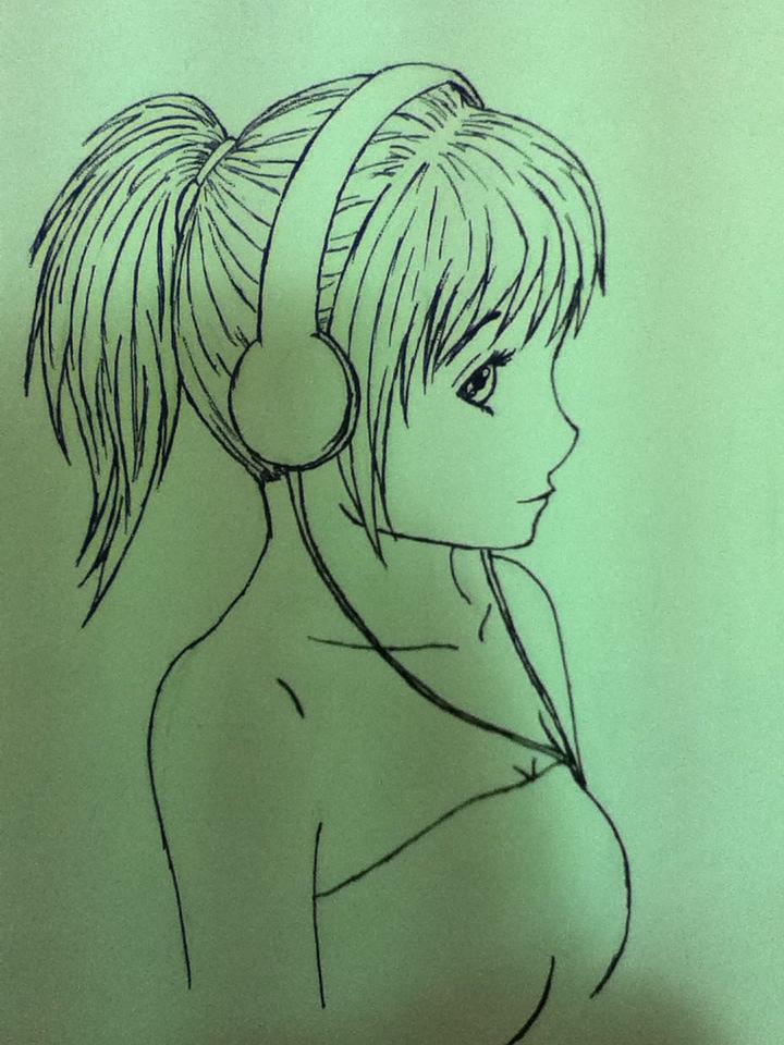 Girl With Headphones Drawing at GetDrawings | Free download