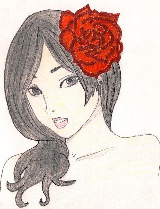 615x800 Red Rose A Manga Drawing Art And Drawing On Cut Out + Keep