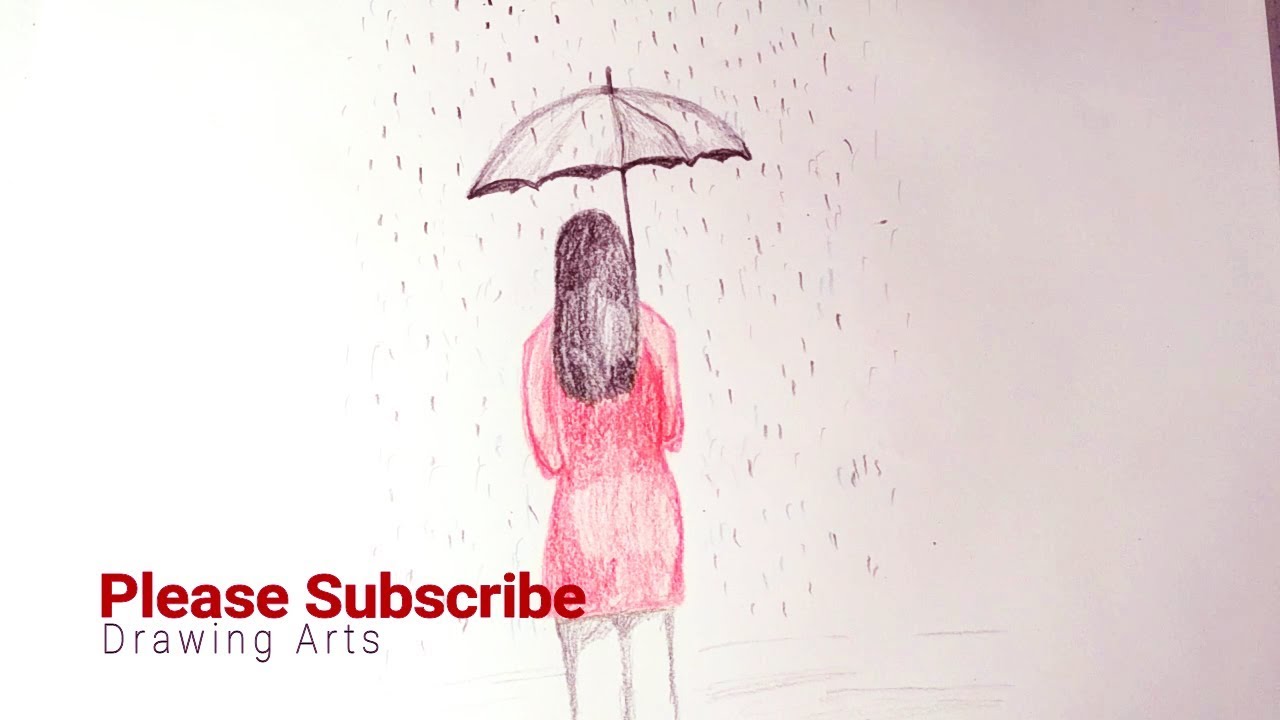 1280x720 How To Draw A Girl With Umbrella For Kids Drawing Arts