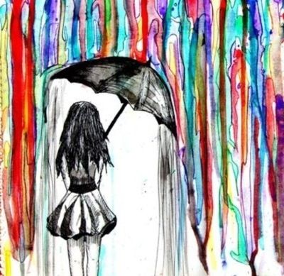 400x389 Photos Girl Under Umbrella Drawing,