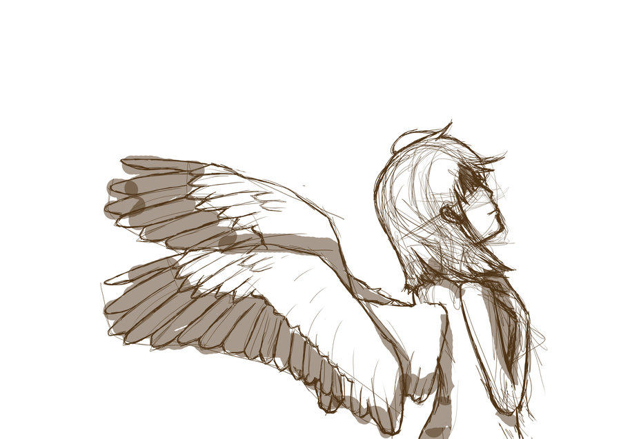 900x637 Girl With Wings, Sketch By Blacknero