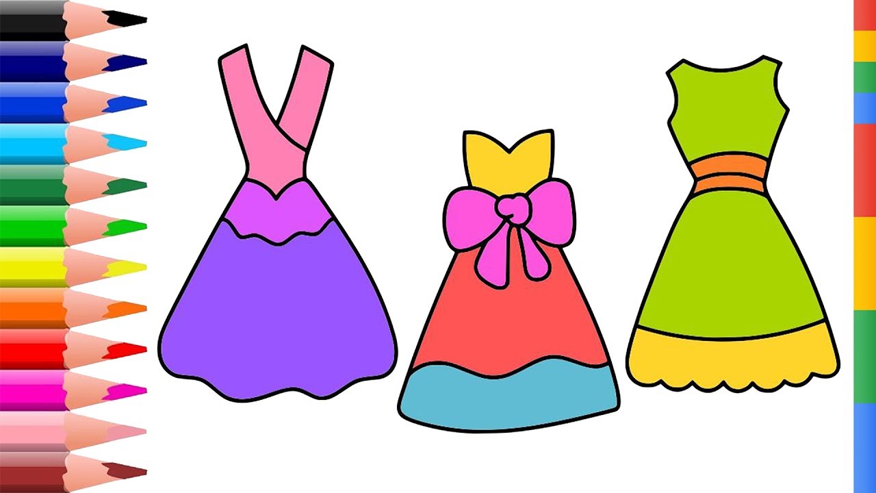 1280x720 Dress Coloring Pages Girl How To Draw Dress, Clothes