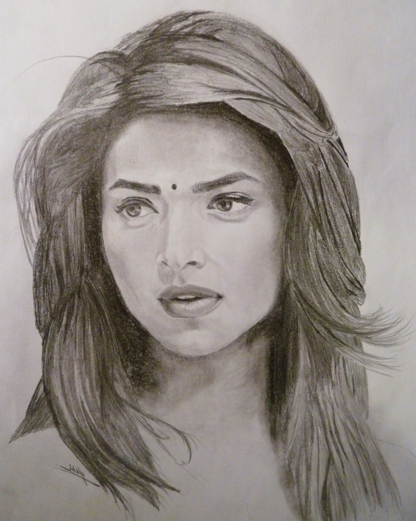 818x1024 Indian Girl Pencil Drawing Face