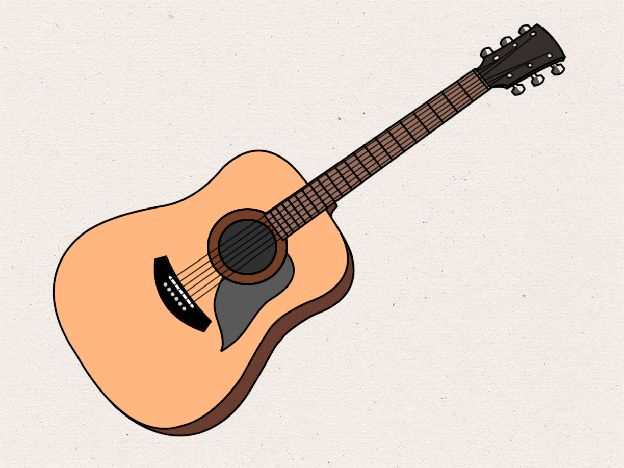1224x918 How To Draw An Acoustic Guitar 15 Steps (With Pictures)