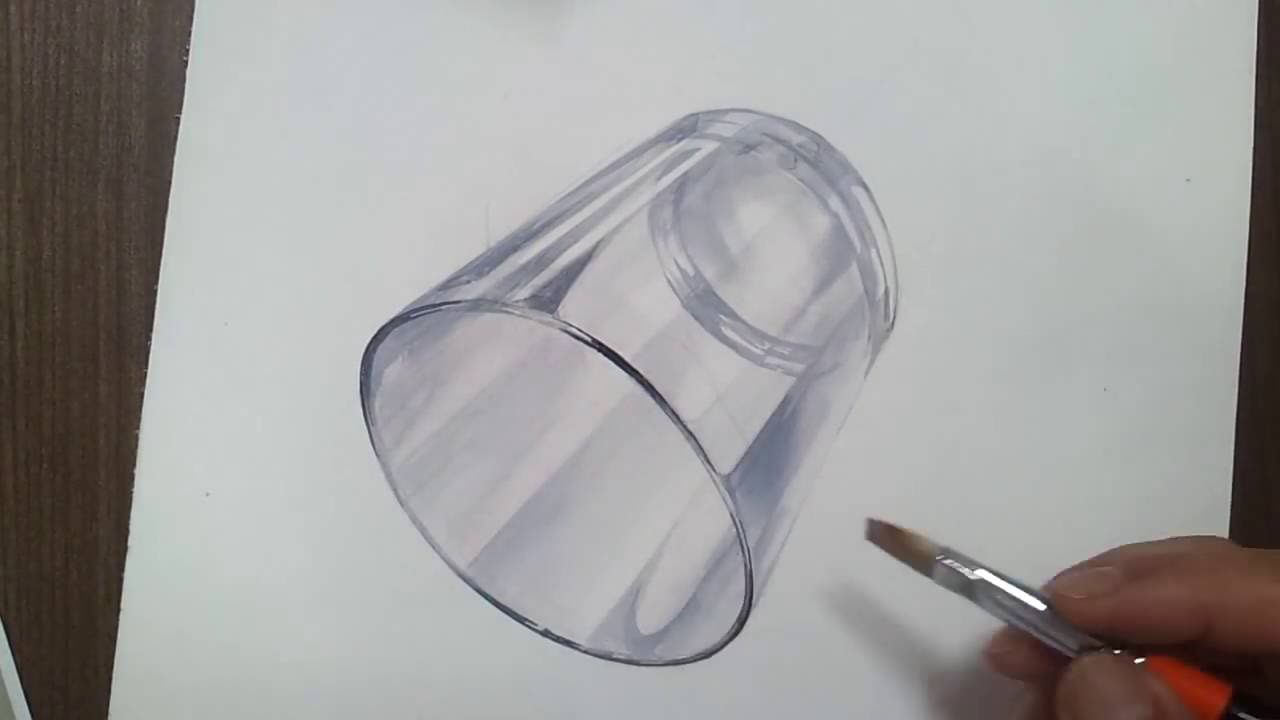 1280x720 Realistic Art Glass Cup Drawing