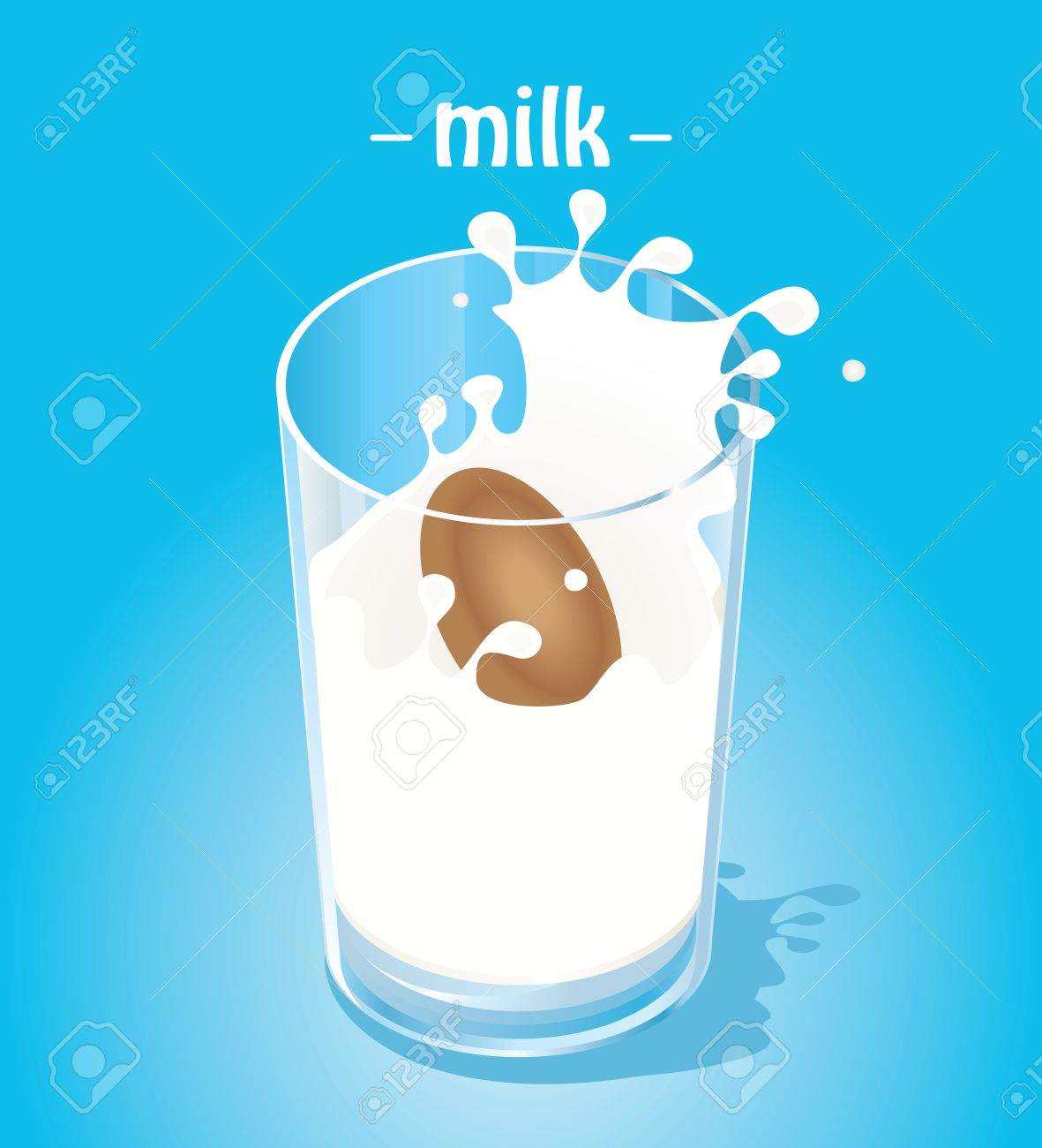 1181x1300 Drawing Of A Glass Of Milk Splash On A Blue Surface Royalty Free