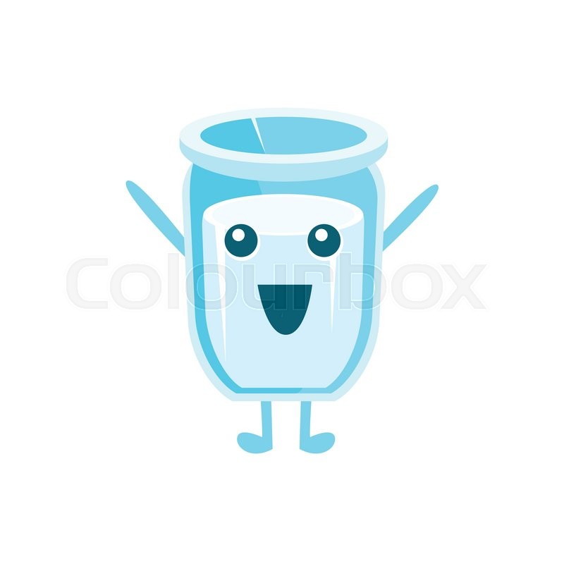 800x800 Glass Of Milk Character Flat Childish Simple Style Vector Drawing