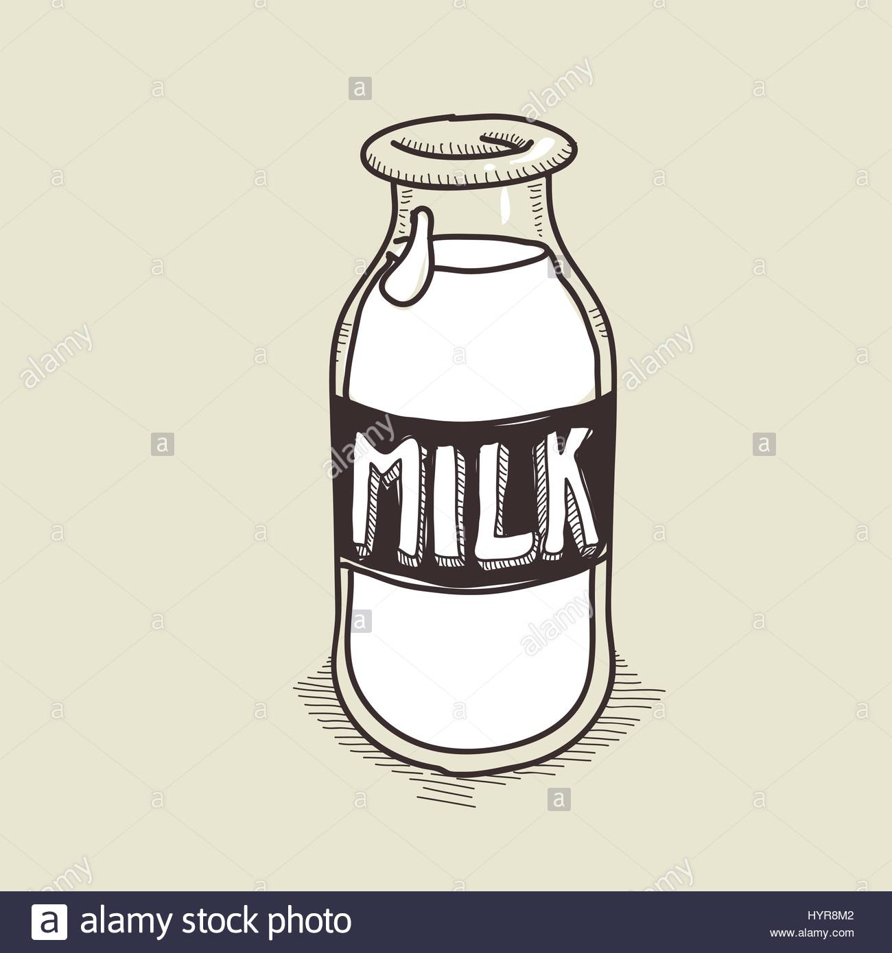 1300x1390 Vector Hand Drawing Sketch Milk Bottle Illustration Stock Vector