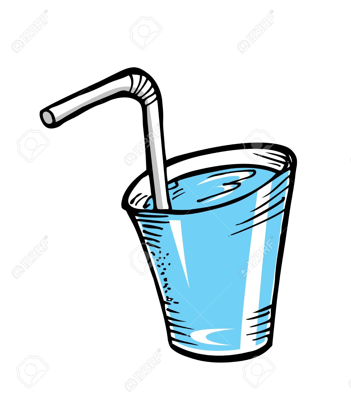 1142x1300 Glass Of Water With Straw In Doodle Style Royalty Free Cliparts