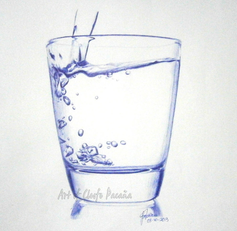 906x882 Glass Of Water By Cloelali11