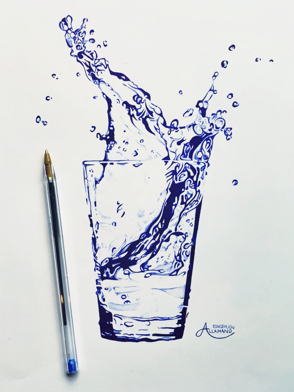 1000x1334 Pens For Drawing On Glass Bic Pencil Drawing, Glass Of Water