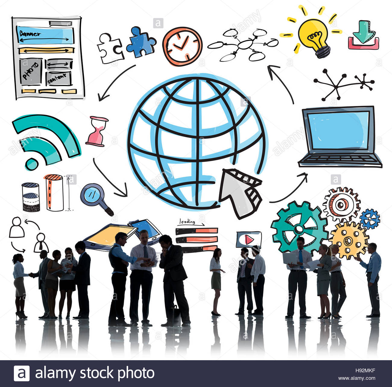 1300x1285 Technology Global Web Media Drawing Concept Stock Photo 126064611
