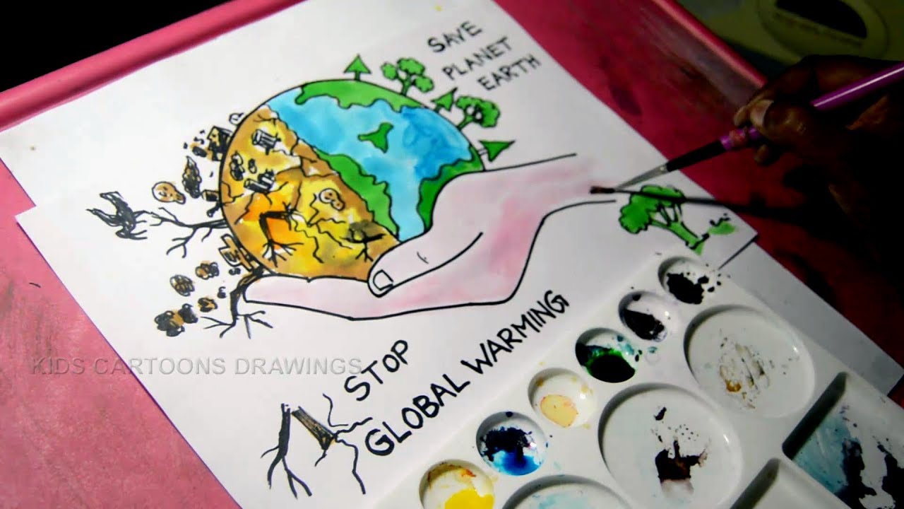 1280x720 How To Draw Stop Global Warming And Save Planet Earth Drawing