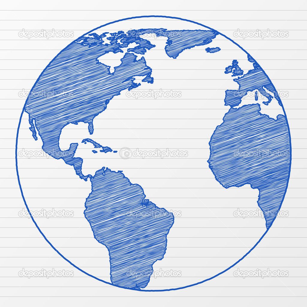 1024x1024 How To Draw A Globe Drawing World Globe 5 Stock Vector