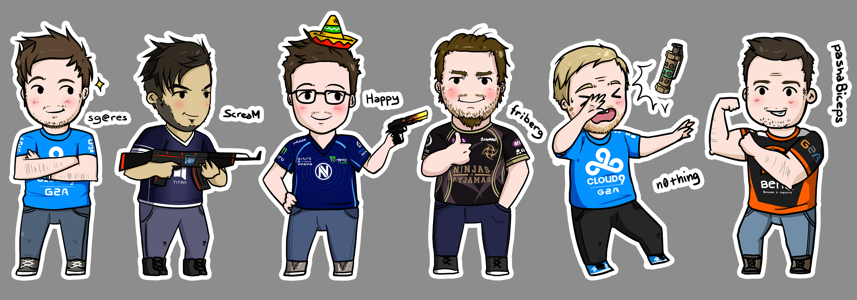 3000x1050 Some Csgo Player Drawings I'Ve Been Doing! )