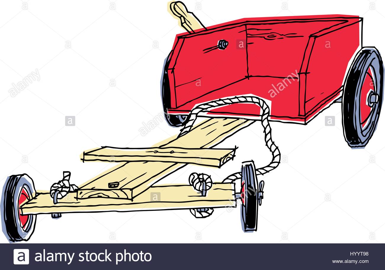 1300x913 Wooden Go Kart Drawing. Vector Illustration Stock Vector Art