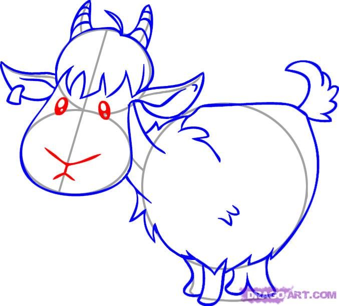 677x612 How To Draw A Cartoon Goat Step 5 Drawing Goats