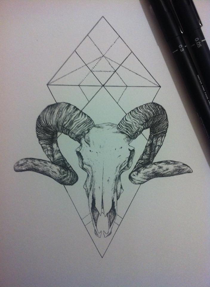 704x960 Ram Skull Pen Drawing By Kate Wonderland99