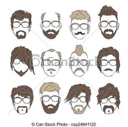 450x447 Illustrations Hairstyles With A Beard And Mustache Wearing