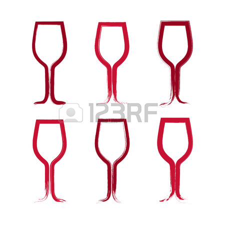 450x450 Hand Drawn Simple Half Full Wineglass, Brush Drawing Goblet Icon