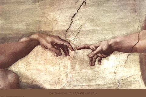 480x320 Creation Of Adam (Hands Detail) Fine Art Print By Michelangelo