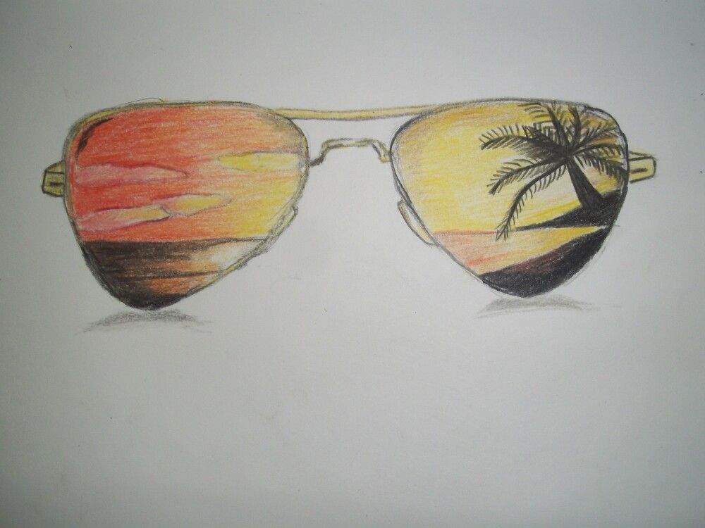 1000x750 Color Pencil Drawing Of Ladscape Scenery In Glasses Goggles