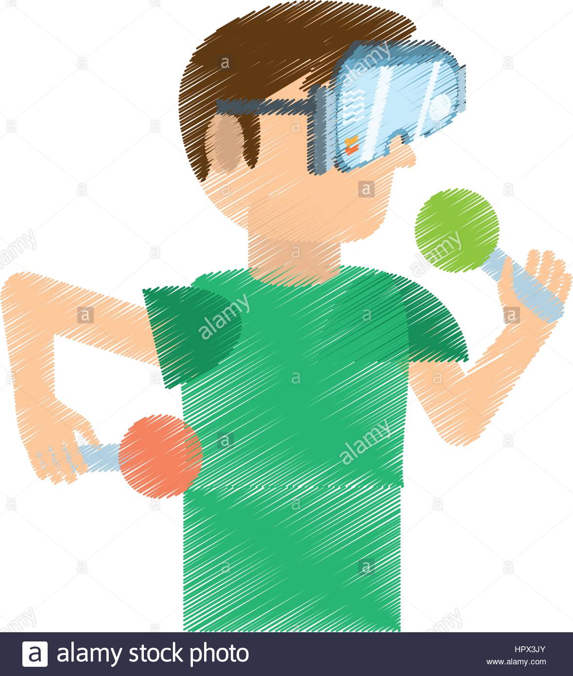 1179x1390 Drawing Man Wearing Vr Goggles Control Stock Vector Art