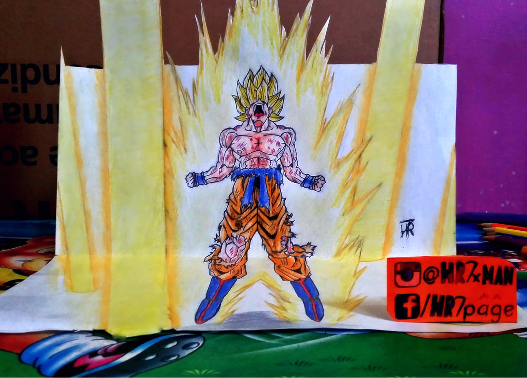 1055x757 Goku Super Saiyan 3d Drawing By Hr7xman