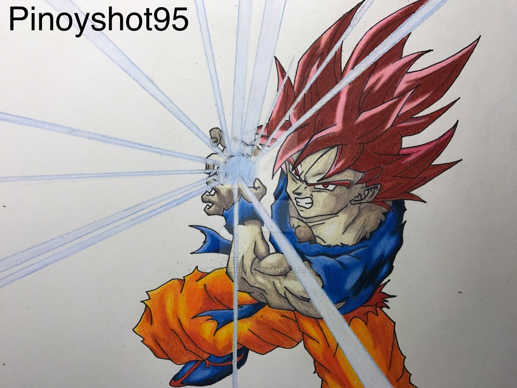 1024x768 Goku Super Saiyan God Drawing By Pinoyshot95
