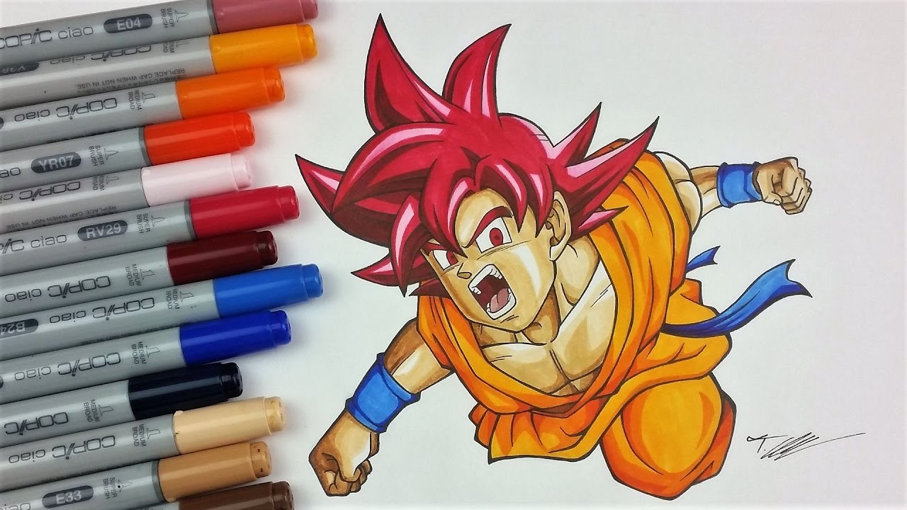 Goku Super Saiyan God Drawing at GetDrawings | Free download