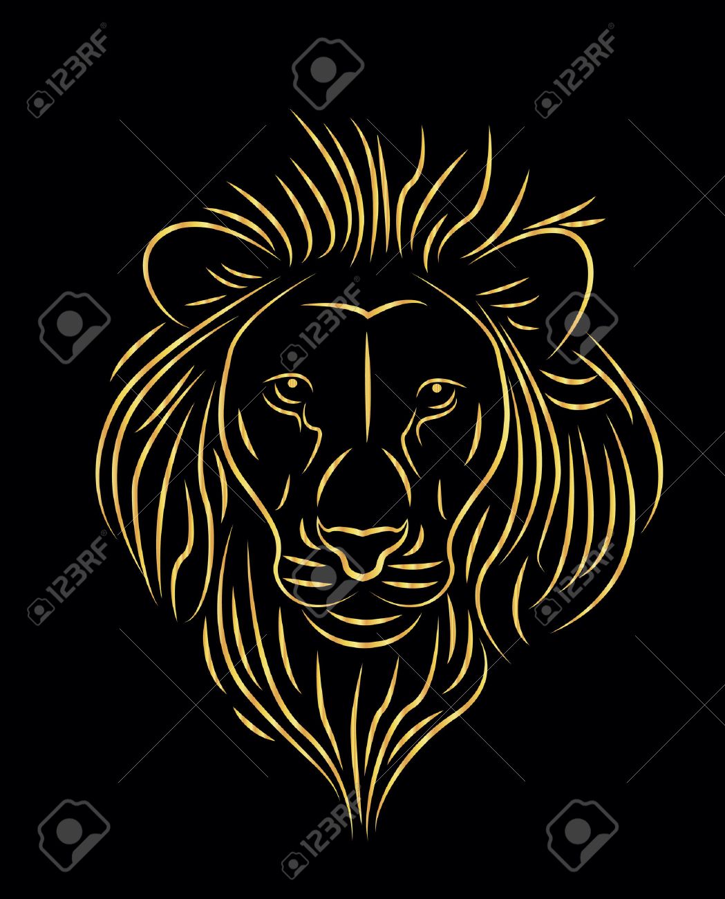 1049x1300 Vector Illustration Of Golden Lion Drawing Royalty Free Cliparts