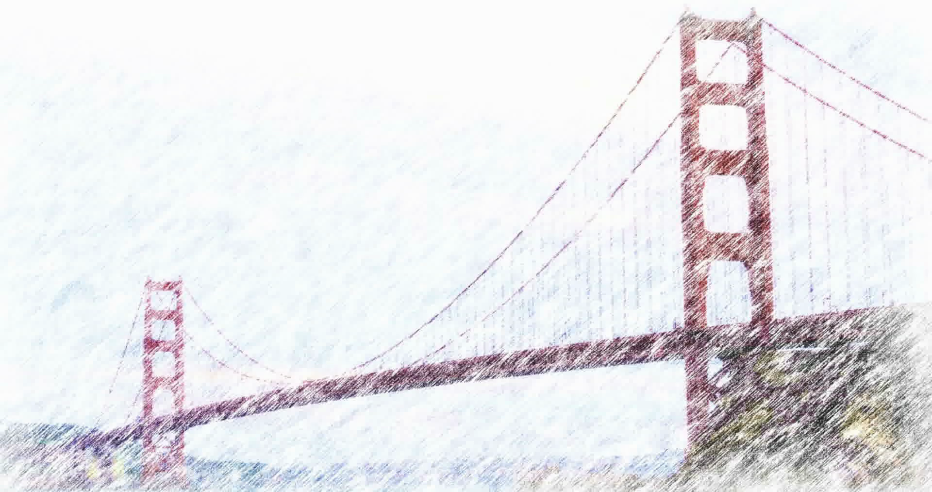 1920x1013 Computer Rendering Photo Of Golden Gate Bridge As Color Pencil