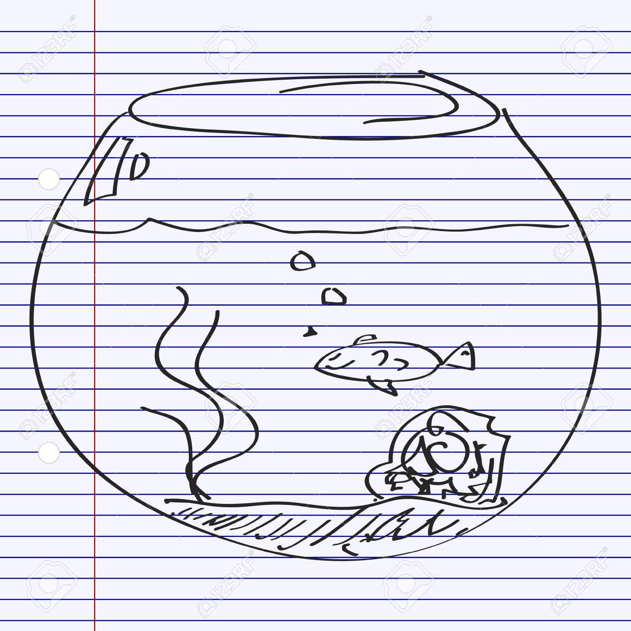 1300x1300 Simple Hand Drawn Doodle Of A Goldfish Bowl Royalty Free Cliparts