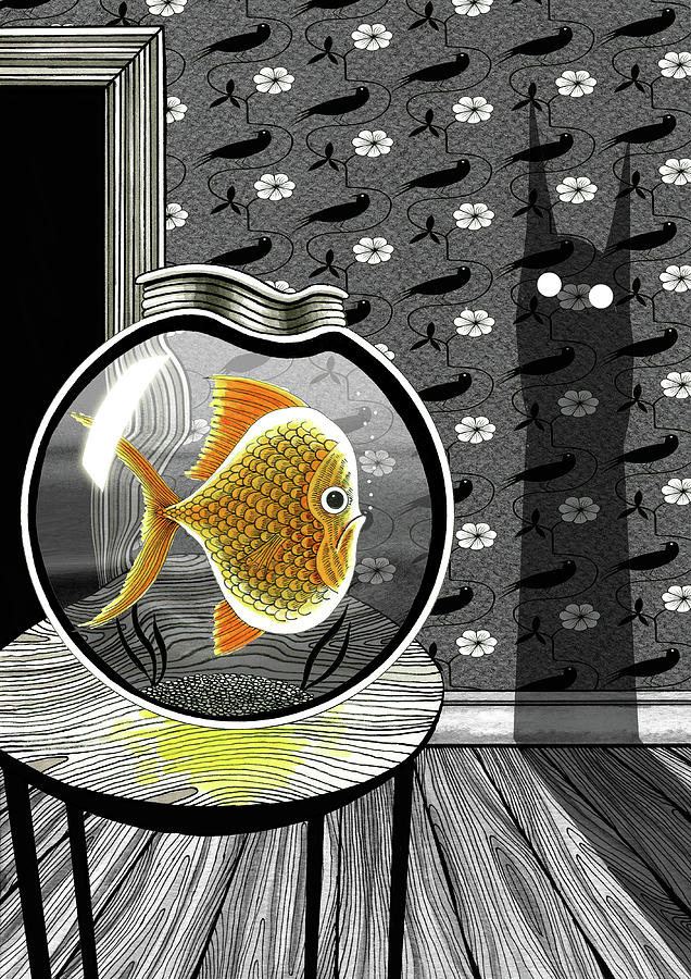 636x900 The Haunted Goldfish Bowl Drawing By Andrew Hitchen