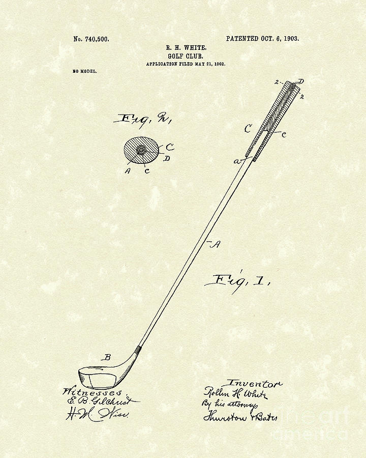 720x900 Golf Club 1903 Patent Art Drawing By Prior Art Design