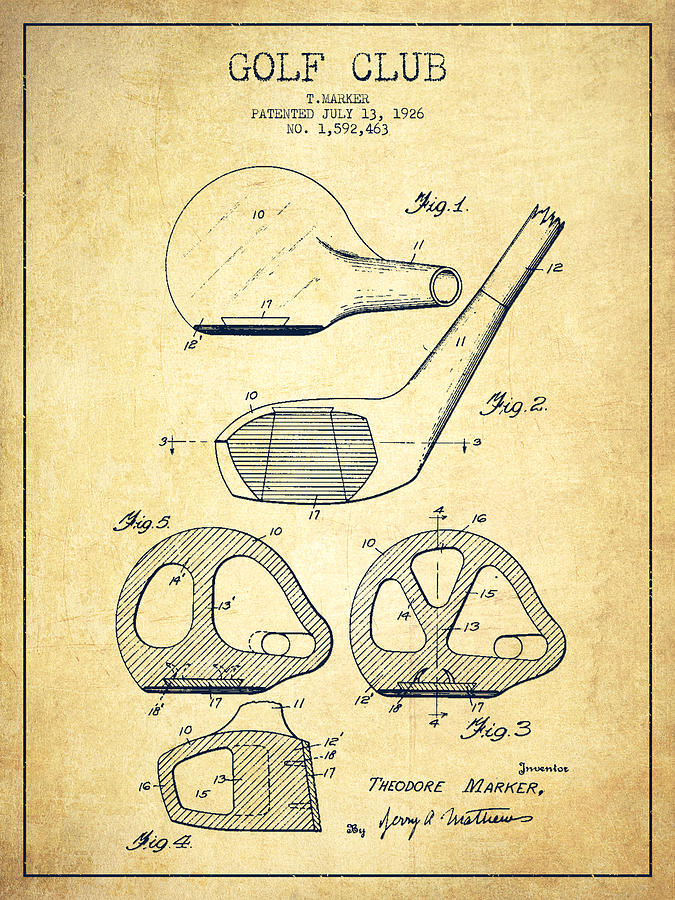 675x900 Golf Club Patent Drawing From 1926