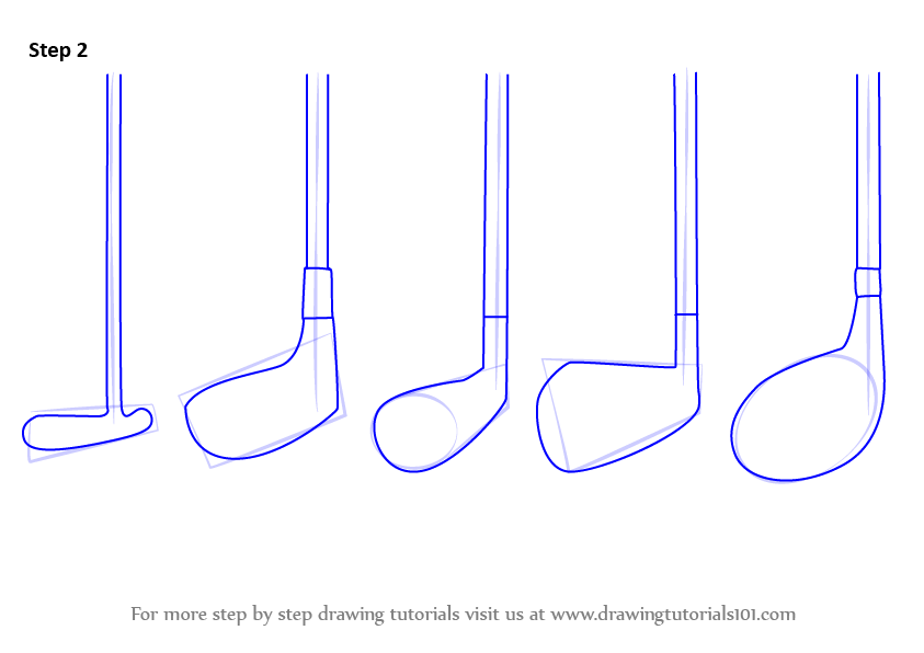 843x596 Learn How To Draw Golf Clubs (Golf) Step By Step Drawing Tutorials