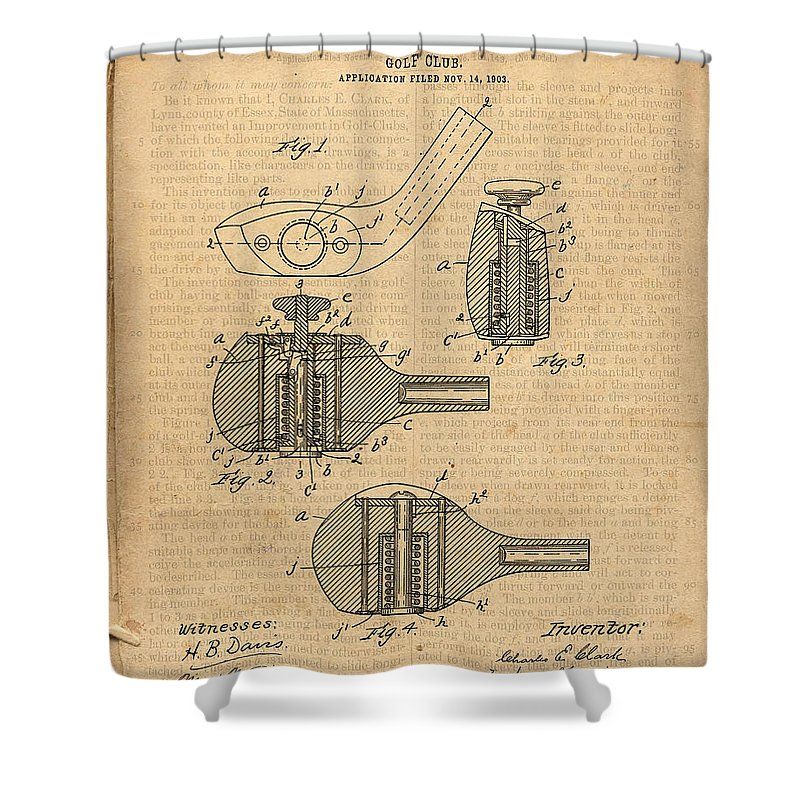 800x800 Sport Patents Antique Golf Club Patent Art Drawing Shower Curtain